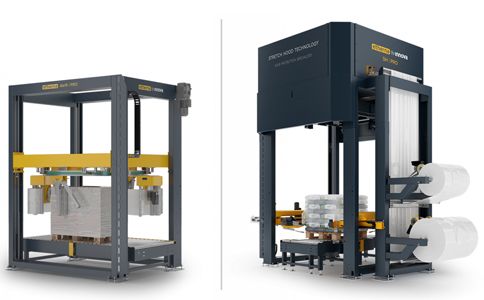 Paletten Stretchhaubenmaschine + Palettenringwickler vollautomatisch